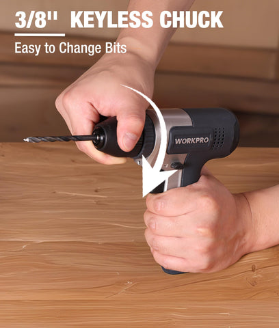 WORKPRO 8V drill is lightweight to reduce fatigue