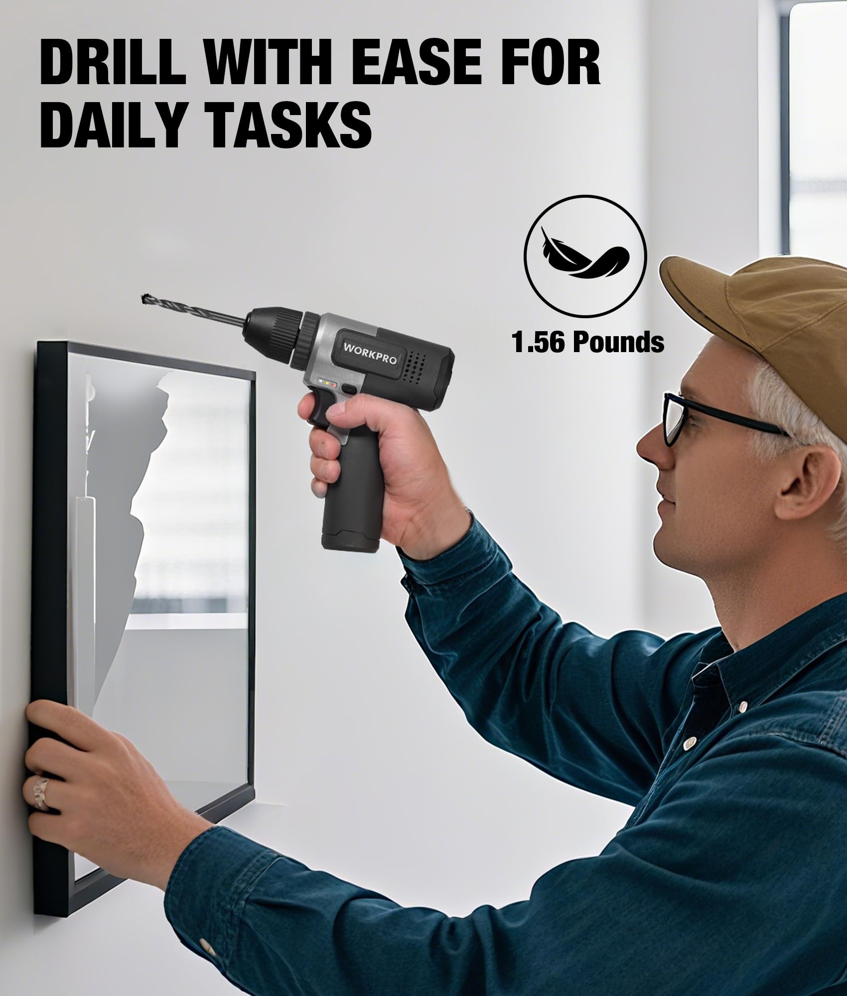 WORKPRO 8V drill charging via USB-C for easy top-ups