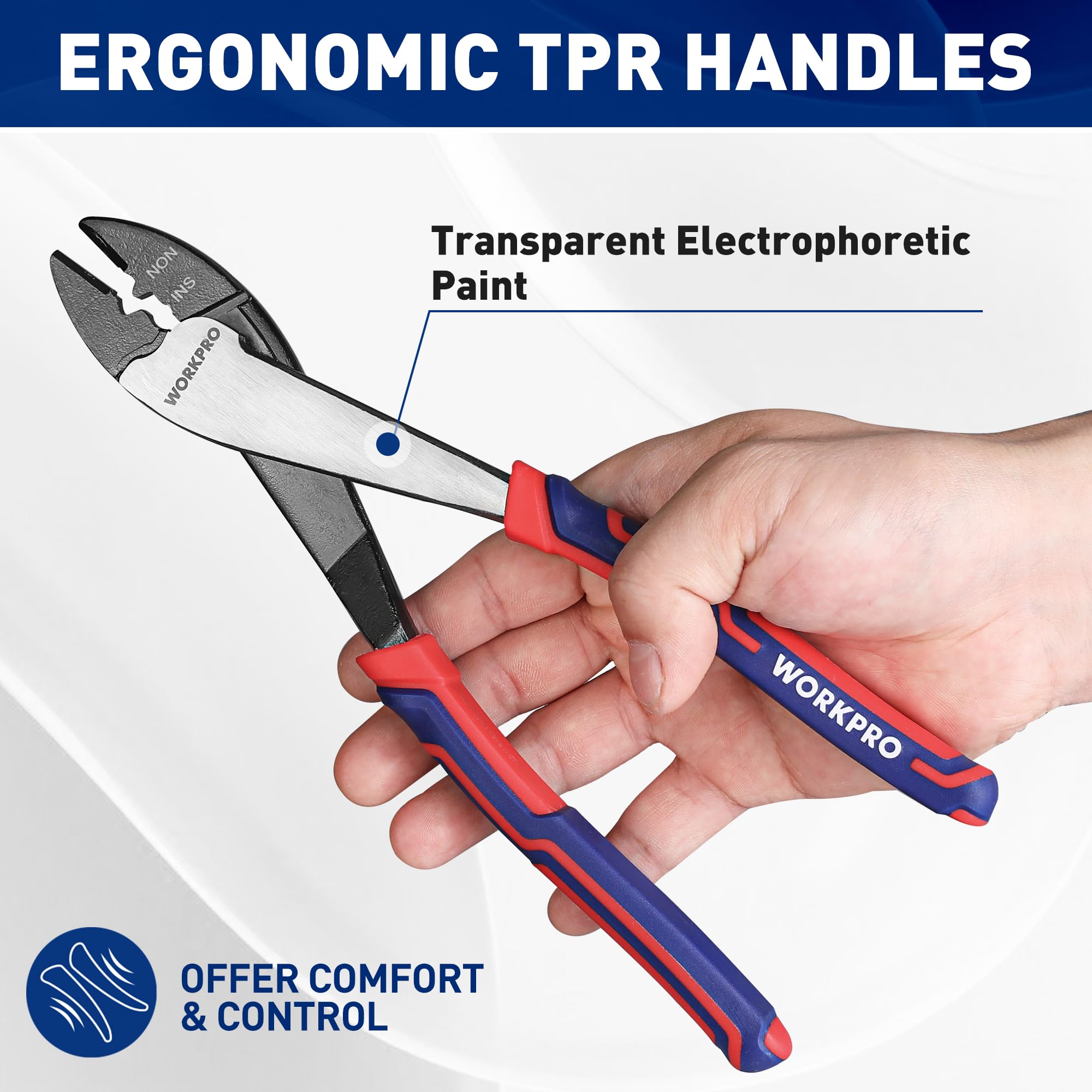 WORKPRO anti-rust electrophoretic coating protects surface during use.
