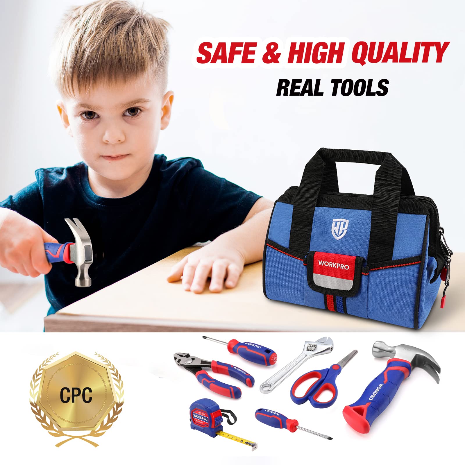 WORKPRO claw hammer designed for little hands with controlled strikes