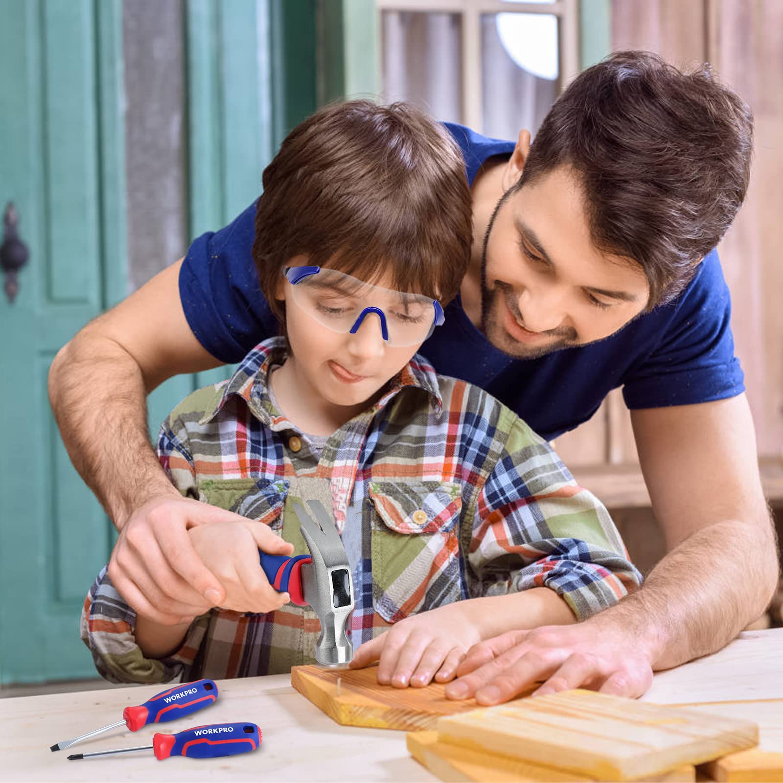 WORKPRO safety goggles protect eyes during DIY projects