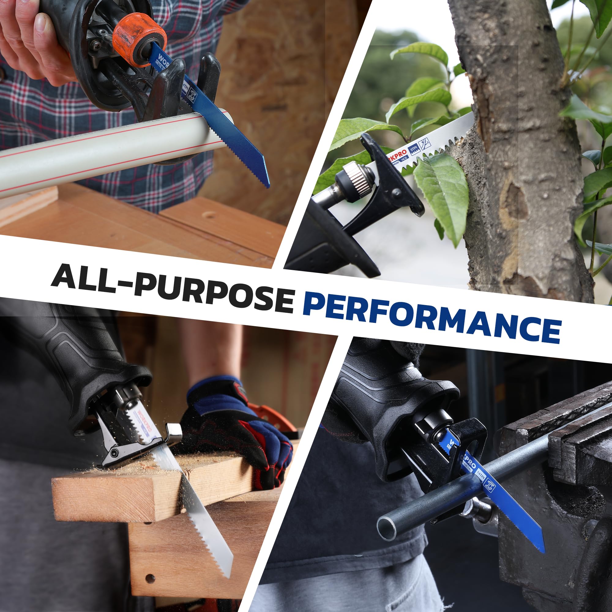 WORKPRO 9-inch wood blades with 6TPI and 3TPI plus pruner blade