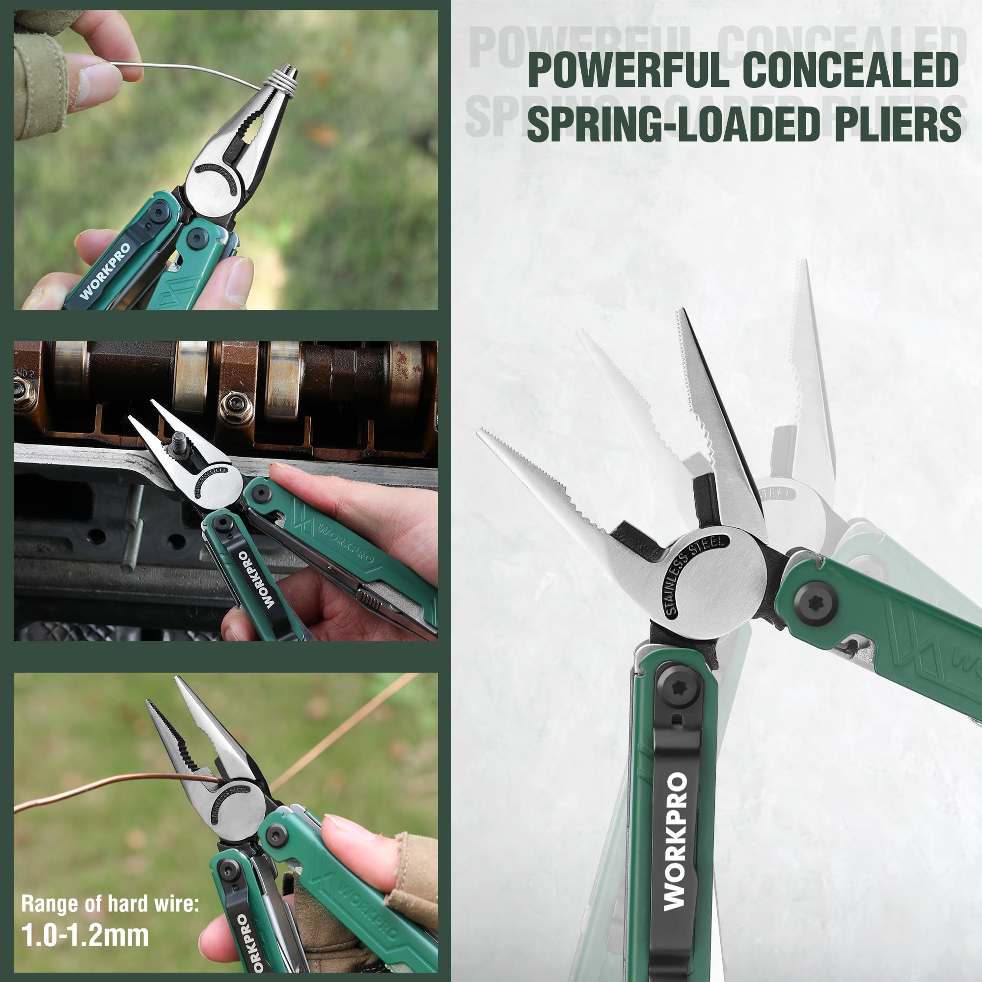 WORKPRO accessories laid out to highlight 18-in-1 toolkit.