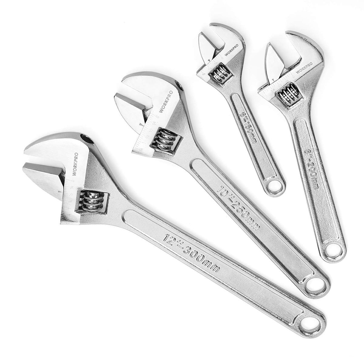 WorkPRO adjustable wrench 6in closeup highlighting forged steel durability.
