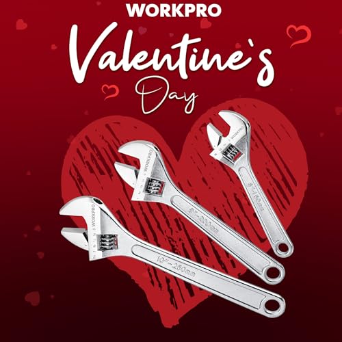 WORKPRO adjustable wrench shows forged carbon steel construction for lasting durability.