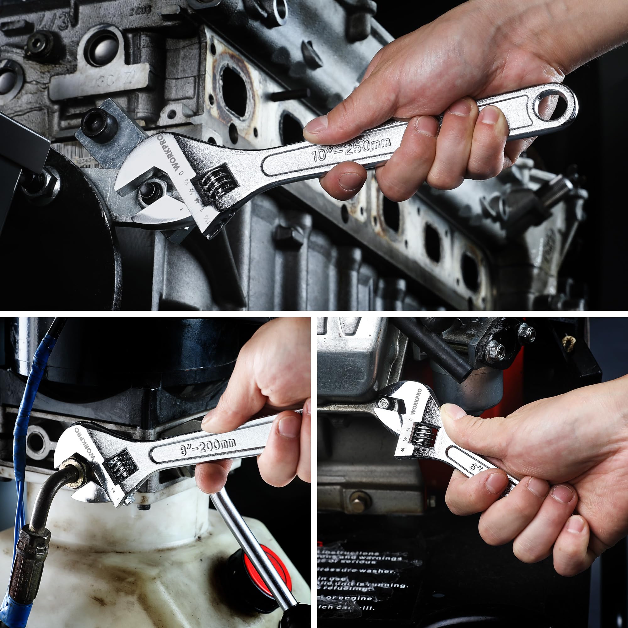WORKPRO SAE and metric compatibility suits plumbing and automotive tasks.