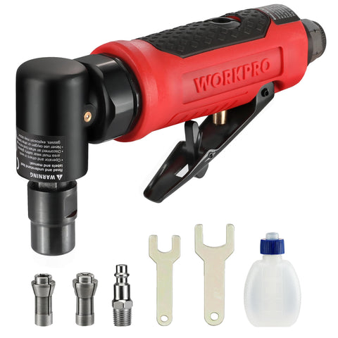 WorkPro air angle die grinder with 90-degree head for tight spaces and precise access