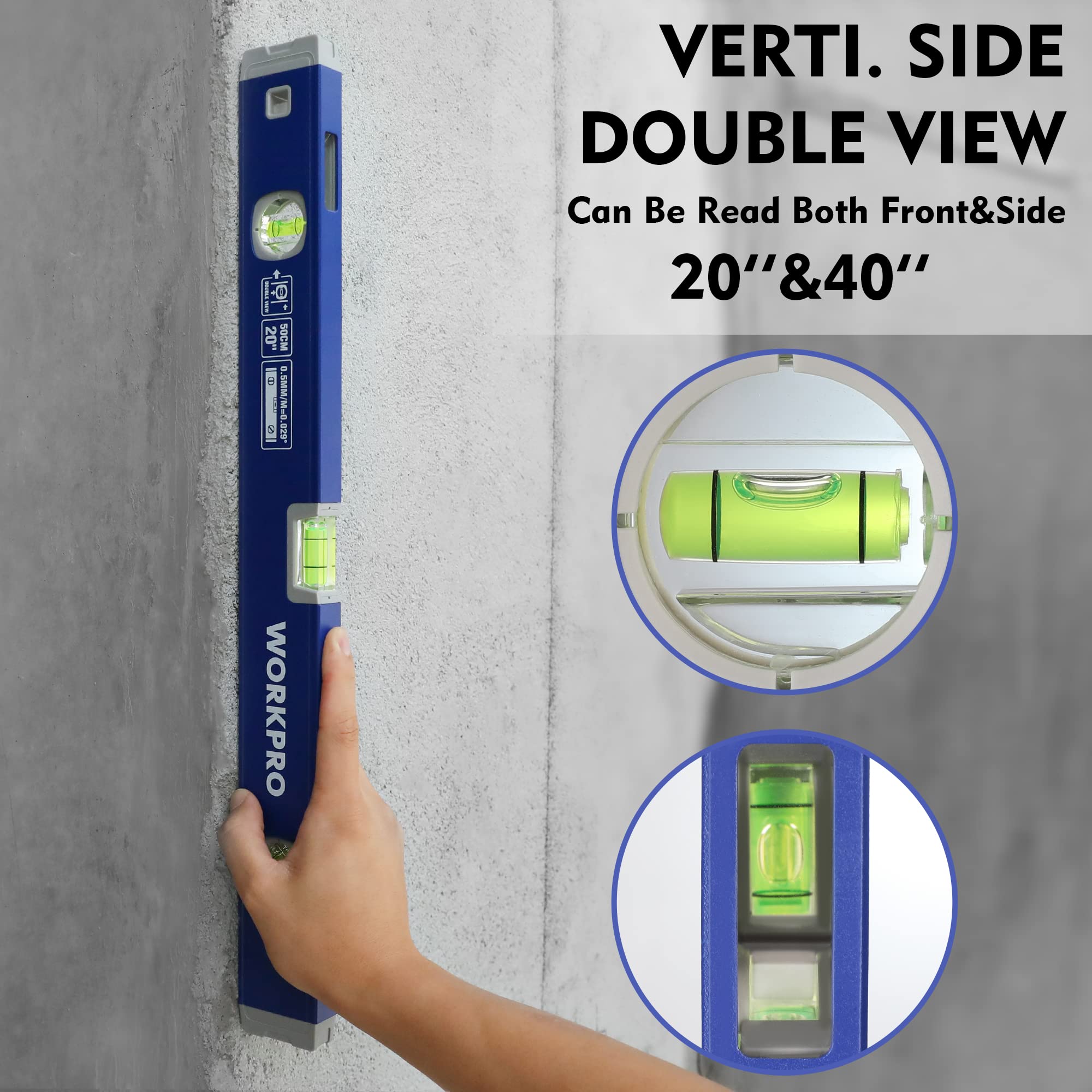 WORKPRO aluminum alloy frame provides durable, lightweight support for leveling tasks.