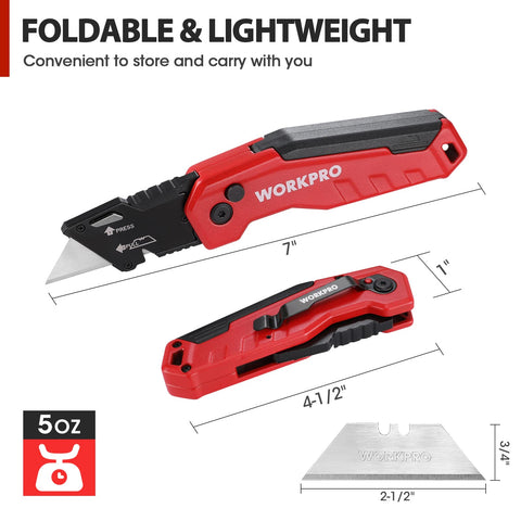 WORKPRO aluminum die-cast handle provides durability and a comfortable grip