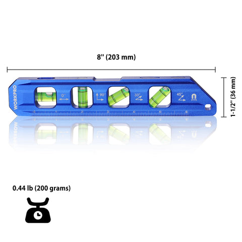 WORKPRO aluminum frame magnetic level for durable, lightweight use on site