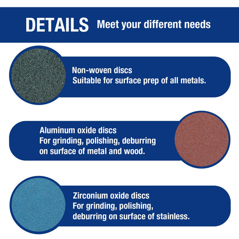 WORKPRO aluminum oxide discs in mix for durable material finishing