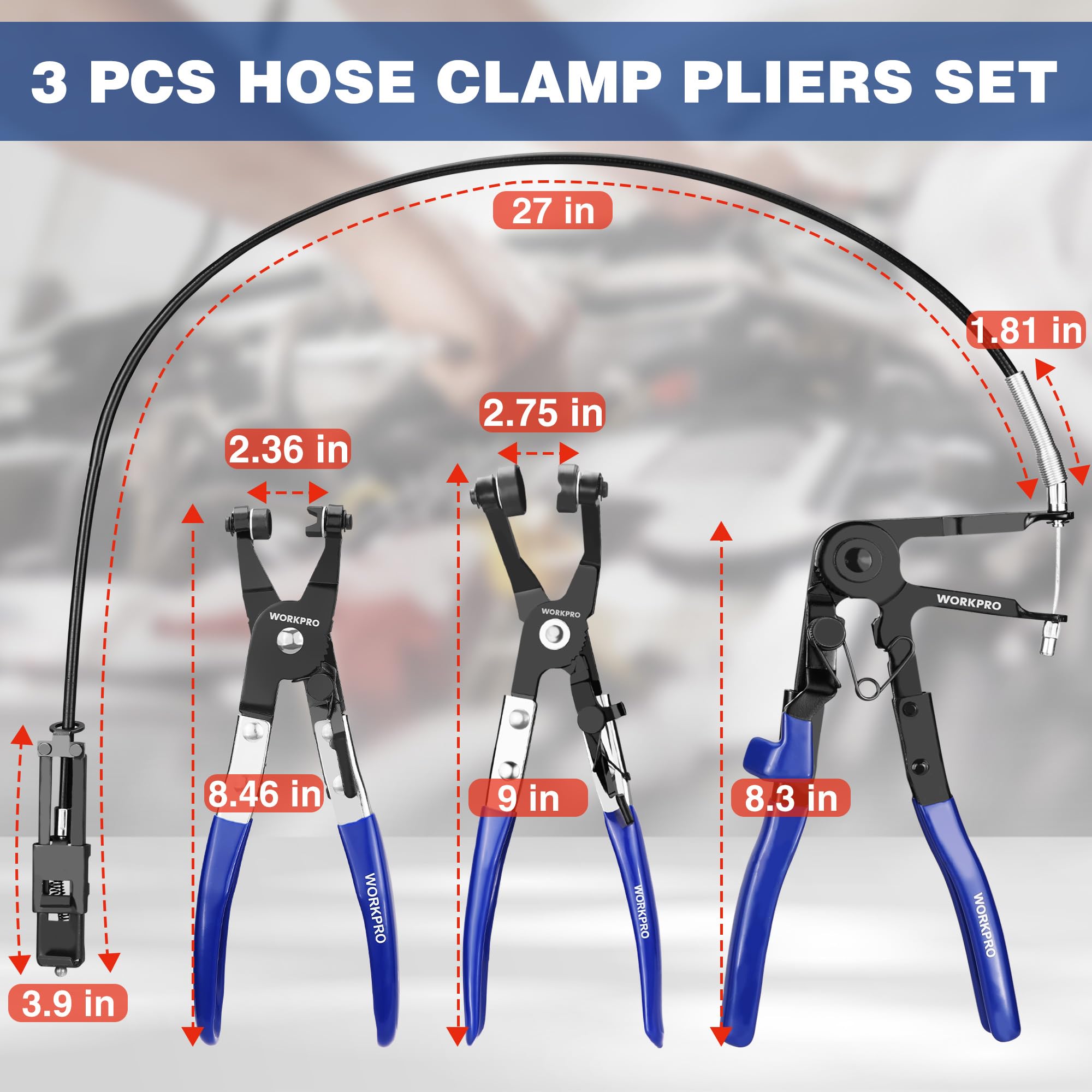 WORKPRO angled hose clamp pliers reach tight spaces with precise control.