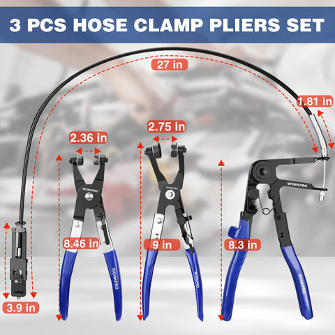 WORKPRO angled hose clamp pliers reach tight spaces with precise control.
