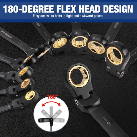 WORKPRO wrench with anti-slip tooth design for secure grip.