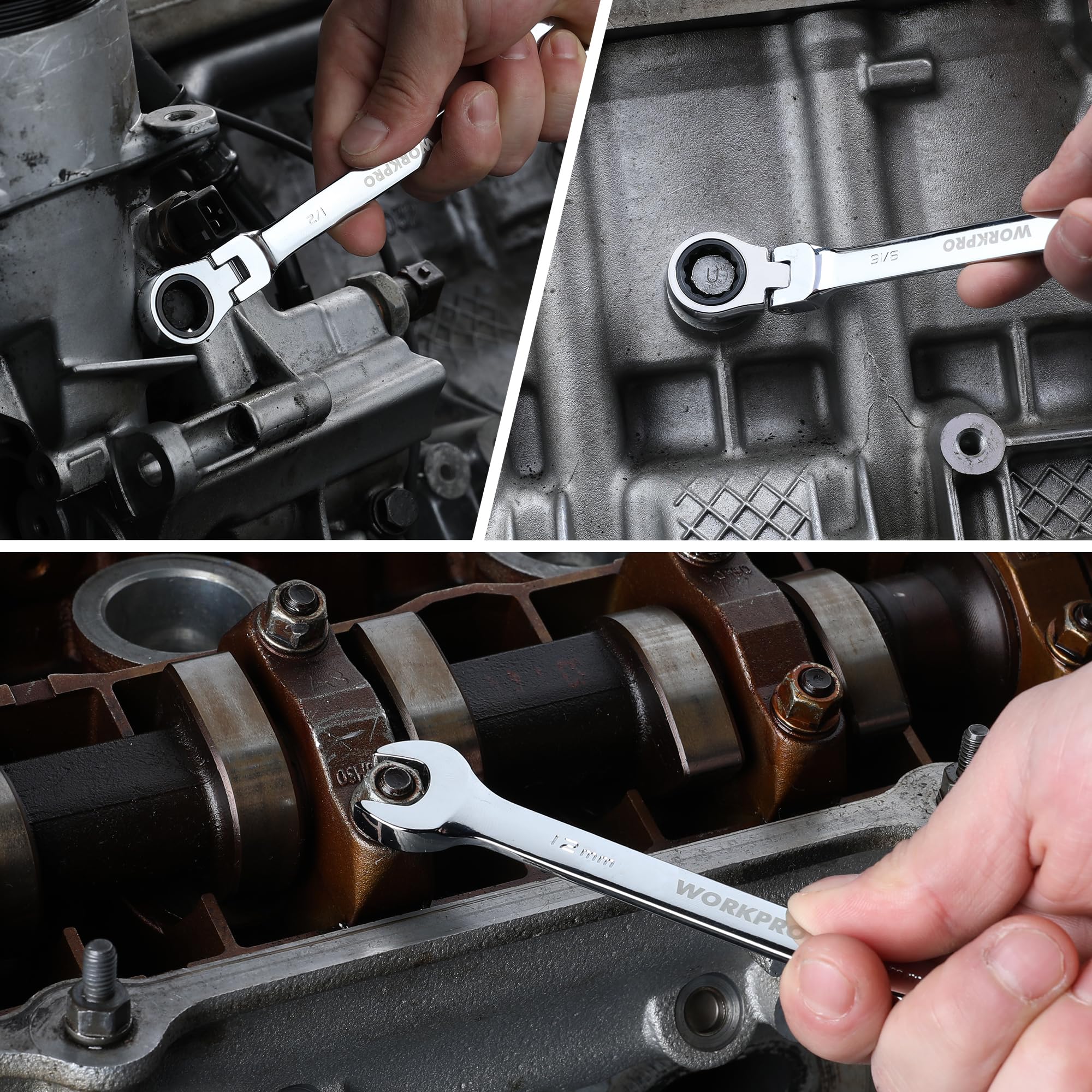 WORKPRO wrench set adapts to motorcycles, autos, bicycles and home projects.