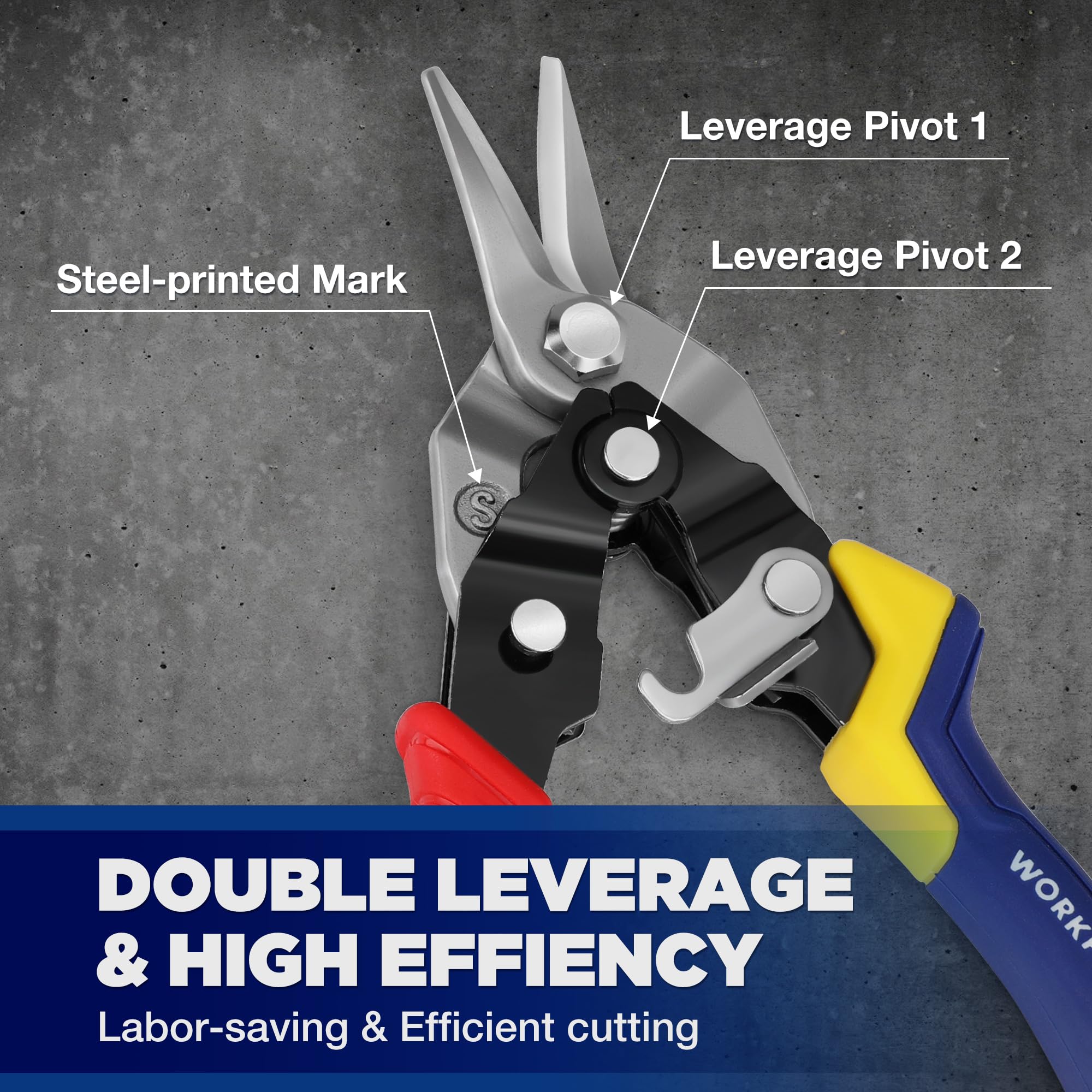 WORKPRO cuts up to 18 gauge steel and 22 gauge stainless.