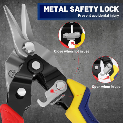 WORKPRO snips safety latch: secure storage when not in use.