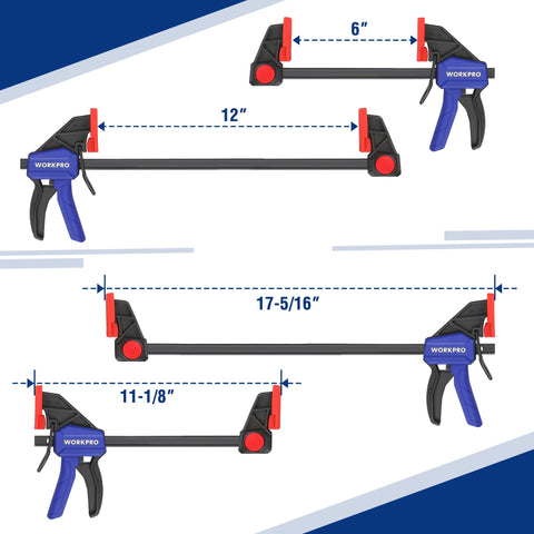 WORKPRO bar clamps metal ratcheting mechanism provides steady 150 lb clamping force.