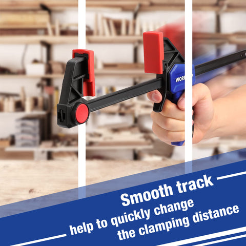 WORKPRO bar clamps non-marring pads protect surfaces during clamping.