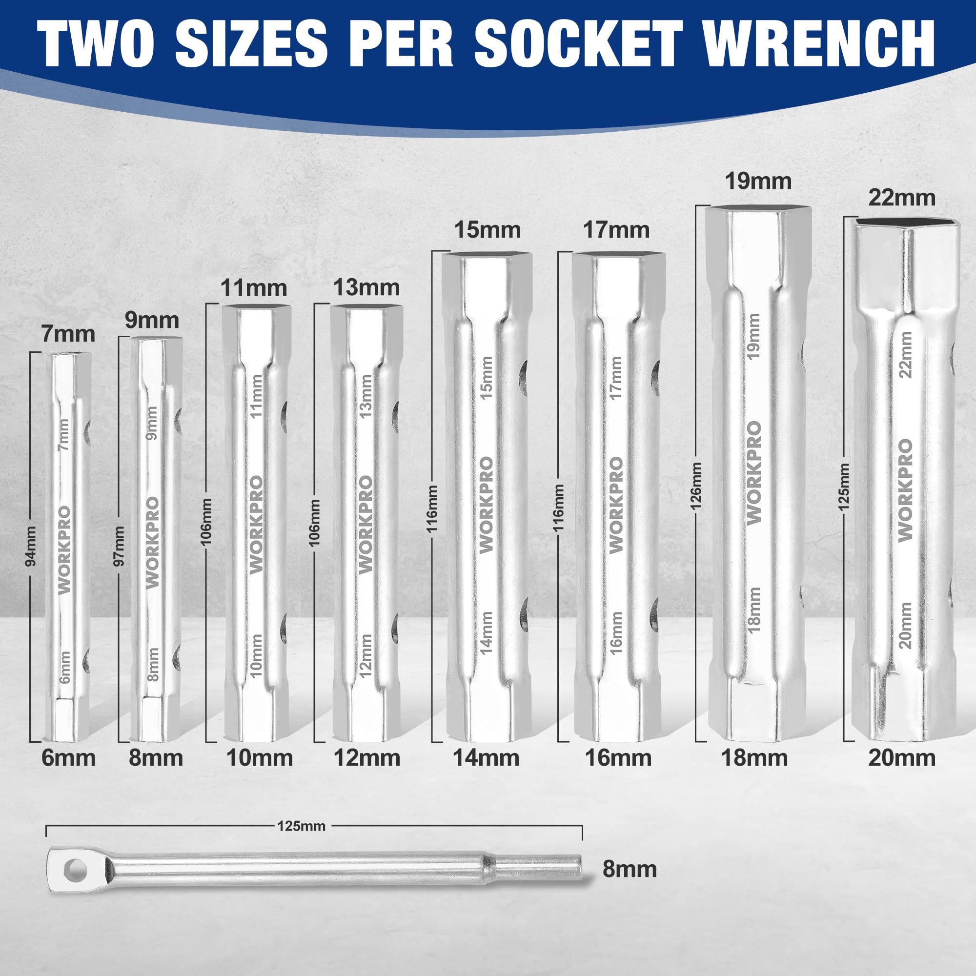 Workpro bar handle with tommy bar enabling extra leverage for tight fittings