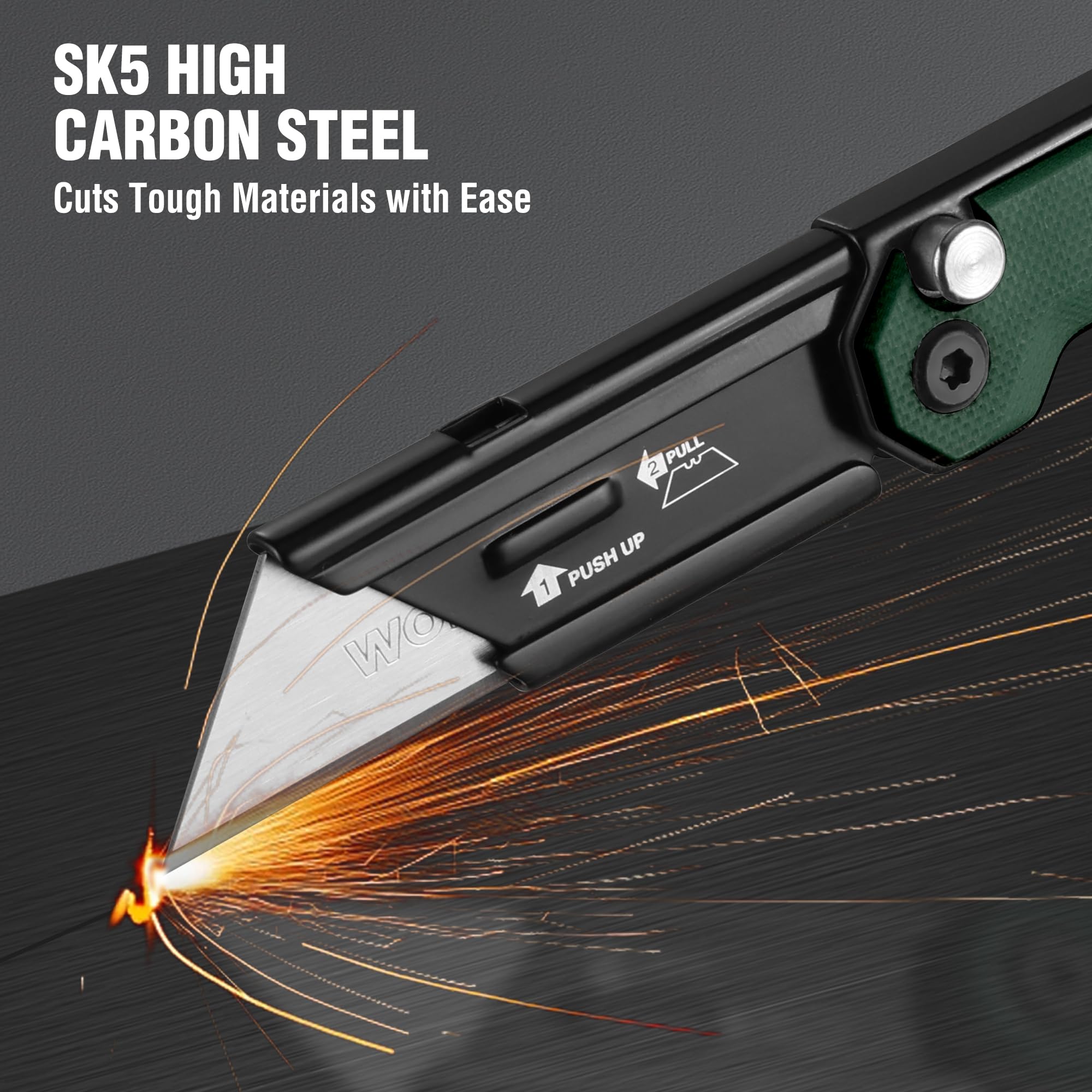 WORKPRO knife with belt clip keeps edge-ready on your belt.