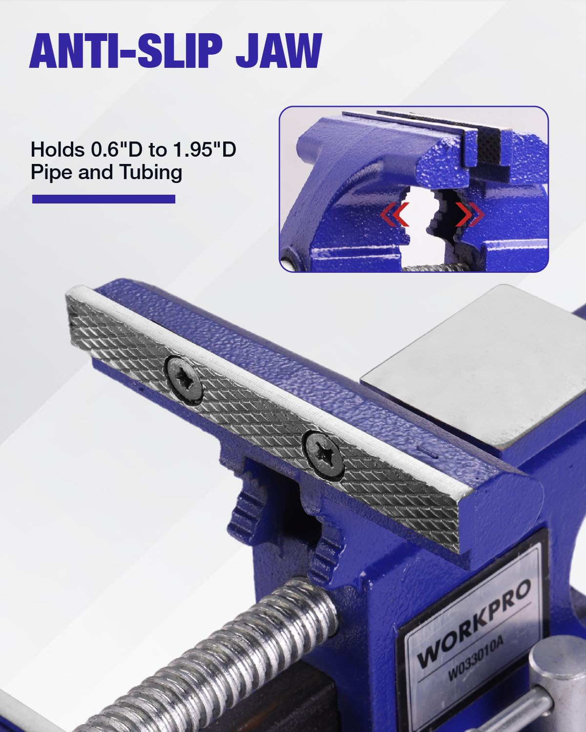 WORKPRO 4.5-inch jaw width accommodates wider workpieces.