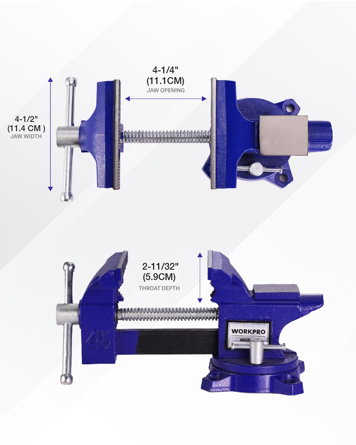 WORKPRO large anvil area supports shaping and planing tasks.