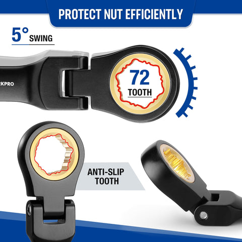 WORKPRO wrench featuring a black electroplated coating for corrosion resistance.