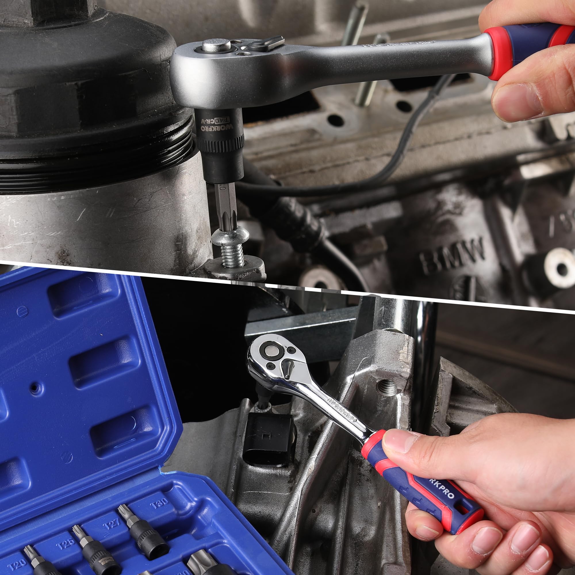WORKPRO sockets feature black phosphate coating for durability.