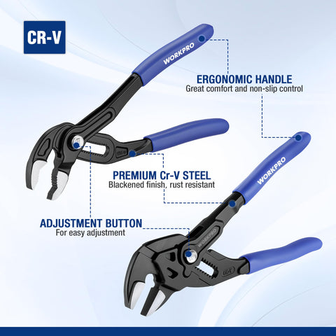 WORKPRO CR-V steel with black phosphating offers rust resistance