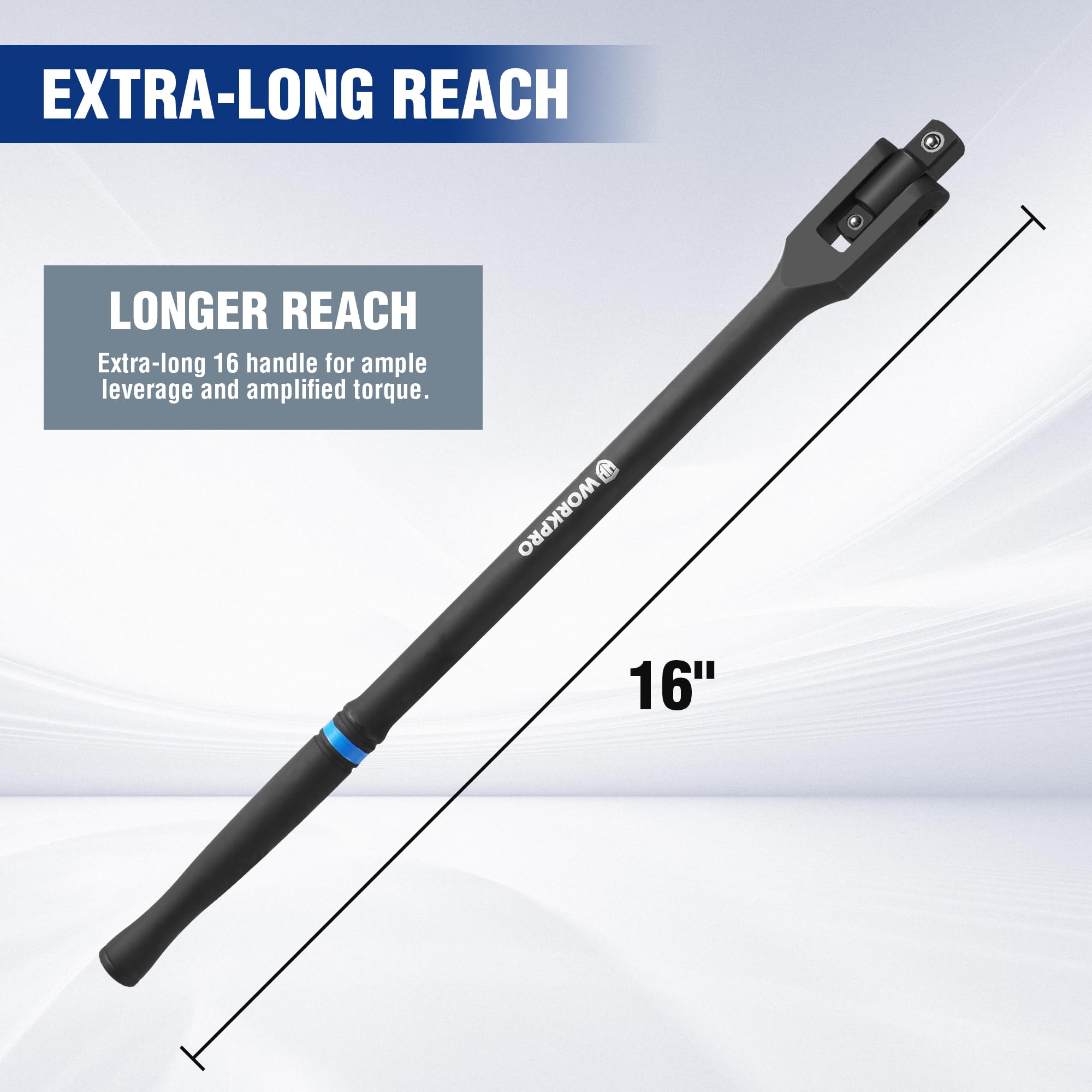 WORKPRO breaker bar with a 1/2-inch drive end for heavy-duty loosening.