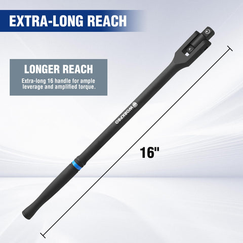WORKPRO breaker bar with a 1/2-inch drive end for heavy-duty loosening.