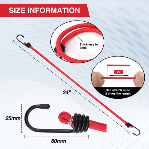 WORKPRO bungee cords 8mm thick for durable elasticity