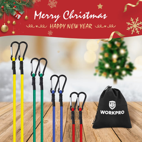 WORKPRO heavy duty bungee cords 24-inch pack ideal for mid-length cargo securing.