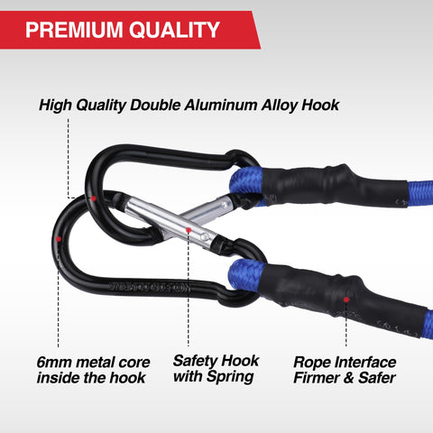 WORKPRO bungee cords stored in the included bag for easy organization.