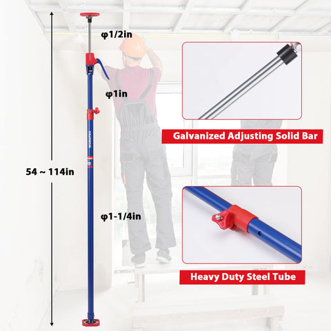 WORKPRO Cabinet Jack Support Pole rotating head for precise positioning in tight spaces.