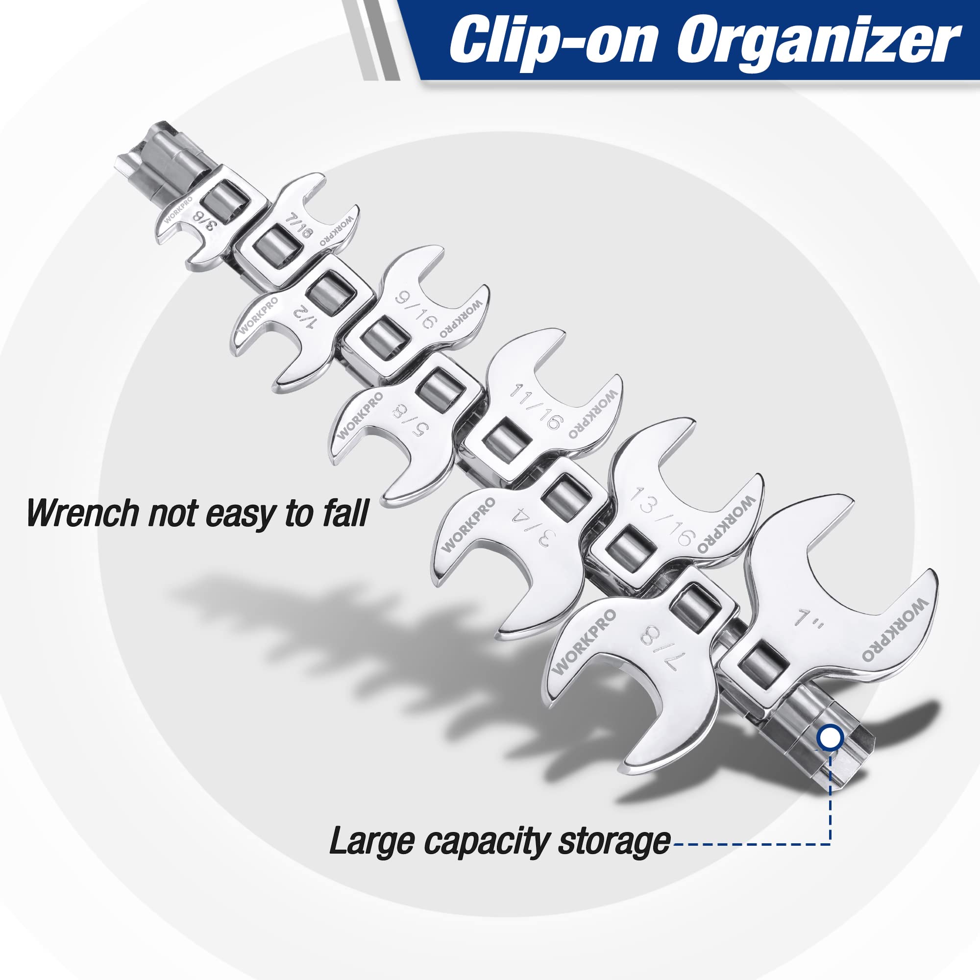 Durable carbon steel crowfoot wrenches by WORKPRO