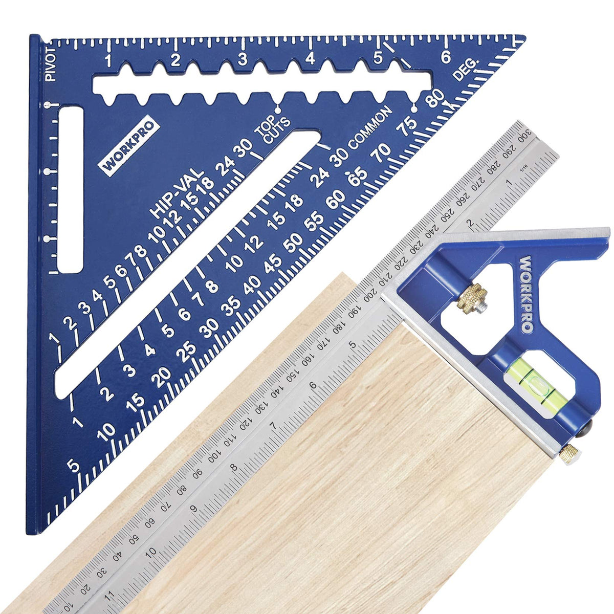 WORKPRO carpenter square 7in rafter guide with durable aluminum construction.
