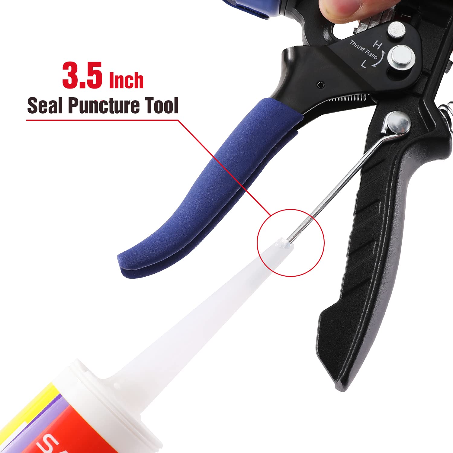 WORKPRO caulking gun cushion grip trigger enhances comfort during long tasks.