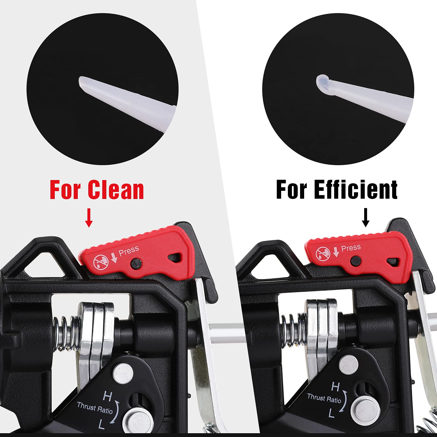 WORKPRO caulking gun drip-control button helps keep cleanup minimal.