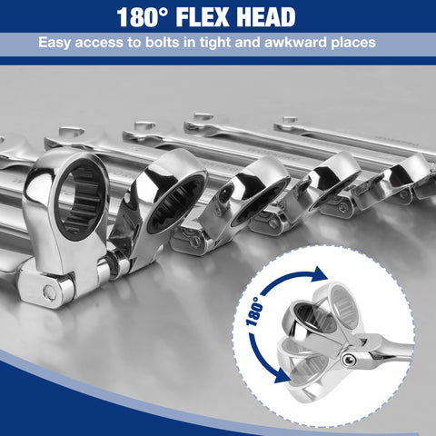 WORKPRO chrome-plated CR-V wrenches resist rust during tough jobs.