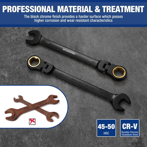Chrome vanadium steel construction resists wear and corrosion.