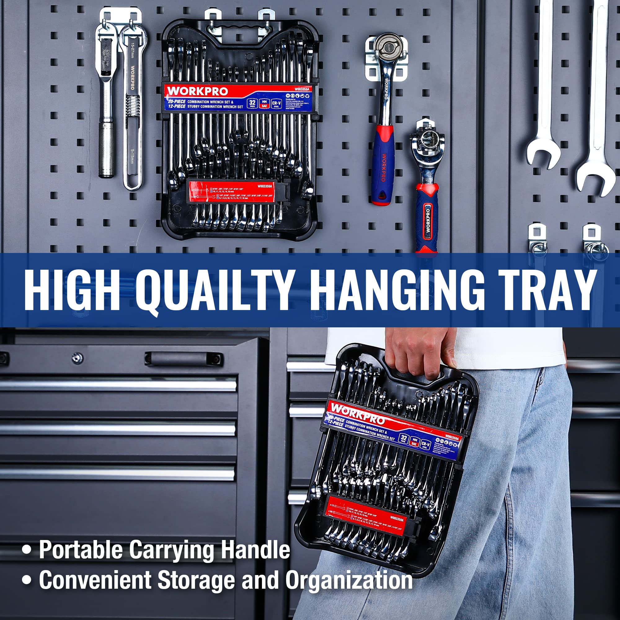 WORKPRO chrome-vanadium steel wrenches resist corrosion for long-lasting reliability