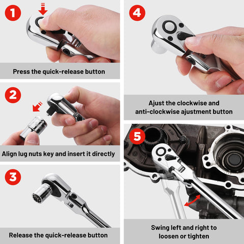 WORKPRO chromium-plated CR-V steel handle resists corrosion and ensures smooth turning.