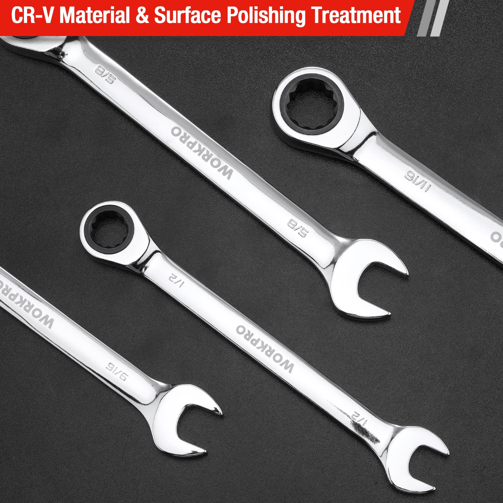 WORKPRO clearly marked sizes aid quick tool selection during jobs