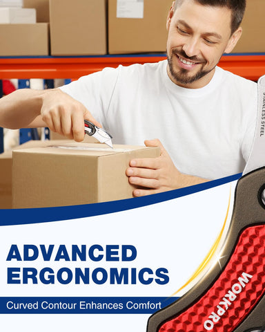 WORKPRO compact box cutter package for easy storage.