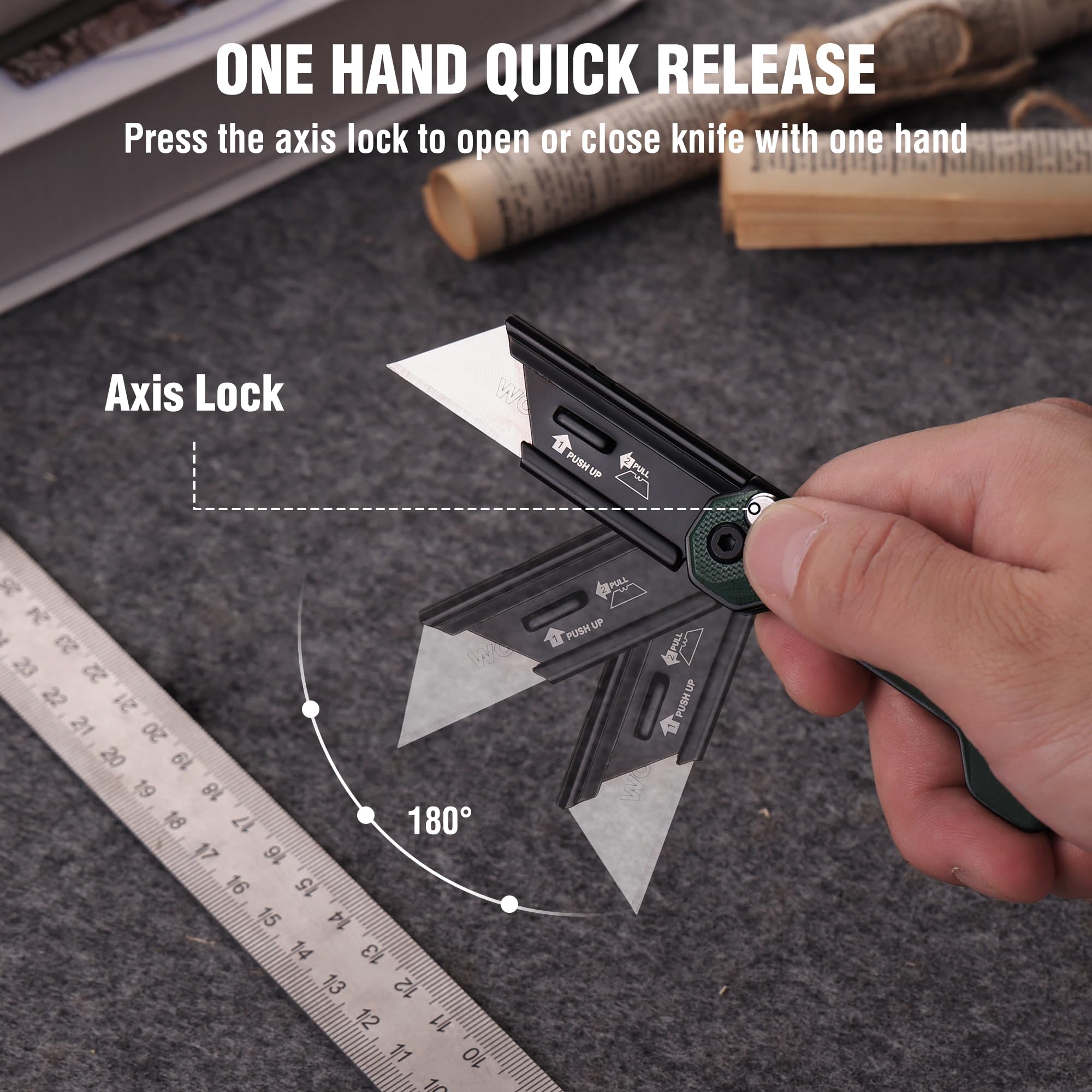 WORKPRO compact EDC box cutter fits pockets for quick everyday cuts.