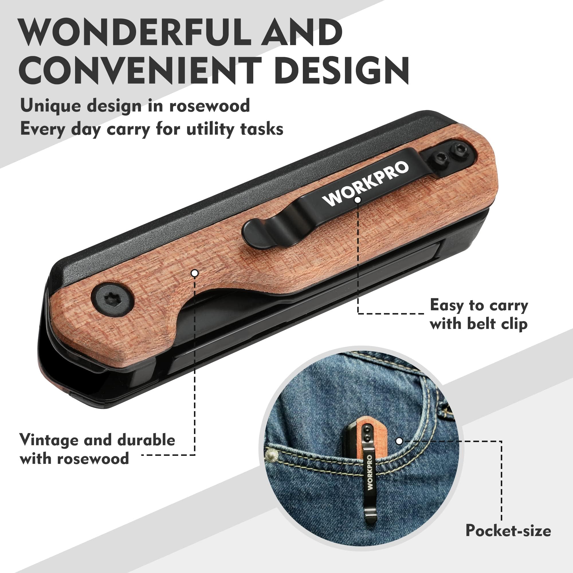 WORKPRO ergonomic handle offers comfortable grip and balance.