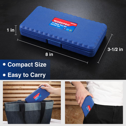 Compact WORKPRO storage case keeping all bits organized and portable.