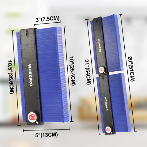 WORKPRO contour gauge 20in lock-enabled extension for larger profiles.
